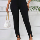 Lady Pantalones De Pierna Ancha De Talle Alto Para Mujer Con Diseno De Abertura