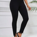 Lady Pantalones De Pierna Ancha De Talle Alto Para Mujer Con Diseno De Abertura