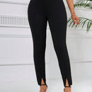 Lady Pantalones De Pierna Ancha De Talle Alto Para Mujer Con Diseno De Abertura