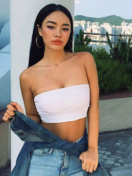 DAZY Top Corto Tipo Bandeau Para Mujer