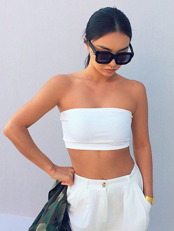 DAZY Top Corto Tipo Bandeau Para Mujer