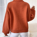 Essnce Jersey Con Cuello De Tortuga, Manga De Farol Y Patron De Corazon En Contraste Para Mujeres