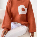 Essnce Jersey Con Cuello De Tortuga, Manga De Farol Y Patron De Corazon En Contraste Para Mujeres
