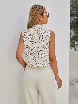BIZwear Camisa Sin Mangas Estampada Al Azar Con Envoltura
