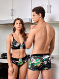 CoupledUp Conjunto De Ropa Interior Femenina Con Estampado De Letras