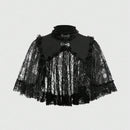 ROMWE Goth Estilo Gotico Del Palacio, Cuello Alto, Parte Superior Tipo Capa Con Encaje Para Mujeres