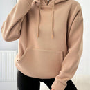 Sudadera con capucha y cordon para mujer de color solido
