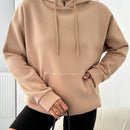 Sudadera con capucha y cordon para mujer de color solido