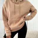 Sudadera con capucha y cordon para mujer de color solido