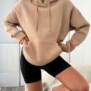 Sudadera con capucha y cordon para mujer de color solido
