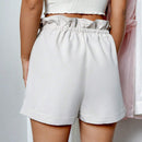 Pantalones Cortos Solidos Con Botones De Frente