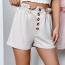 Pantalones Cortos Solidos Con Botones De Frente