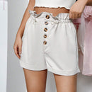 Pantalones Cortos Solidos Con Botones De Frente