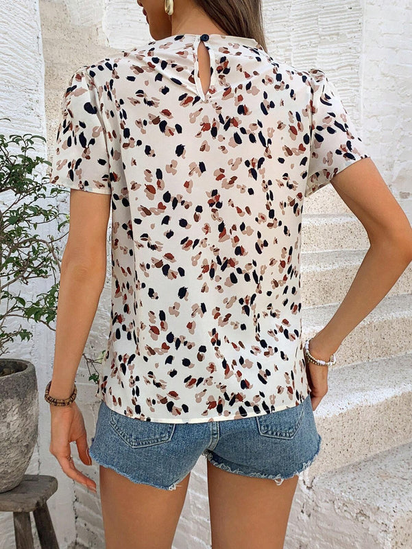 Blusa Con Mangas Abullonadas Y Estampado Integral