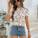 Blusa Con Mangas Abullonadas Y Estampado Integral