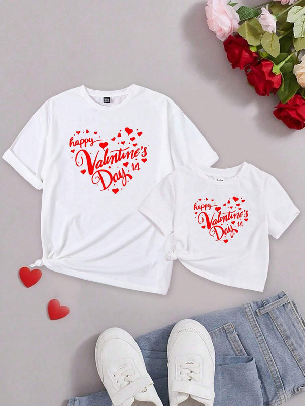 Camiseta De Pareja Impresa Con Lema Para Mujer. (se Venden Por Separado, 3 Piezas)