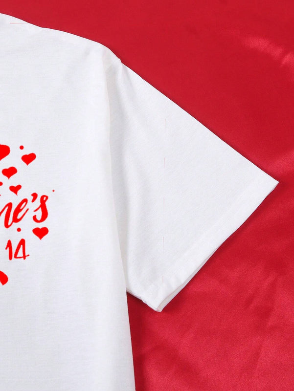 Camiseta De Pareja Impresa Con Lema Para Mujer. (se Venden Por Separado, 3 Piezas)
