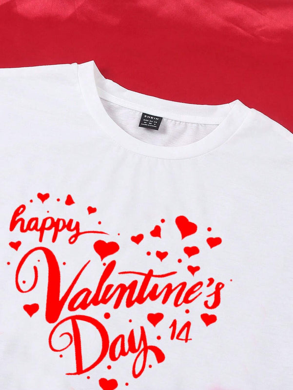 Camiseta De Pareja Impresa Con Lema Para Mujer. (se Venden Por Separado, 3 Piezas)