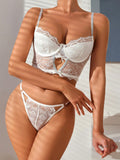 Romantico Encaje Elegante Conjunto De Lenceria Hueco Para La Temporada De Bodas