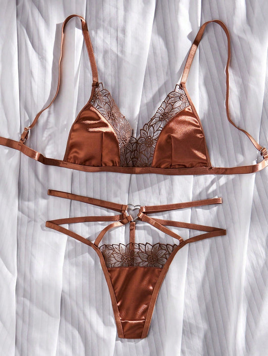 Conjunto De Sosten Y Bragas Para Mujeres Con Bordados Y Sin Cableado