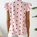 Frenchy Camisa De Mujer Con Estampado De Corazones Con Manga De Mariposa Y Lazo En Frente, Para Primavera/verano