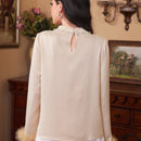 Modely Camisa De Cuello Alto De Color Solido Para Mujer Con Punos Peludos