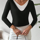 Camiseta De Mujer 2 En 1 Con Bloque De Color