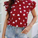 LUNE Blusa Con Corazones Para Mujer Y Detalles De Volantes