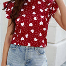 LUNE Blusa Con Corazones Para Mujer Y Detalles De Volantes