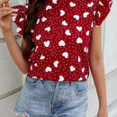 LUNE Blusa Con Corazones Para Mujer Y Detalles De Volantes
