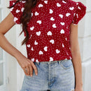 LUNE Blusa Con Corazones Para Mujer Y Detalles De Volantes