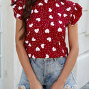 LUNE Blusa Con Corazones Para Mujer Y Detalles De Volantes