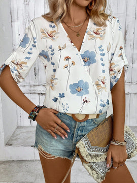 LUNE Blusa Envolvente Impresa Al Azar Para Mujer