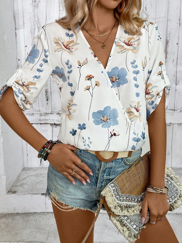 LUNE Blusa Envolvente Impresa Al Azar Para Mujer