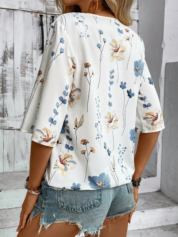 LUNE Blusa Envolvente Impresa Al Azar Para Mujer