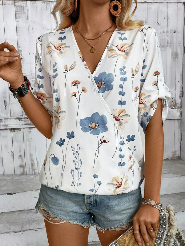 LUNE Blusa Envolvente Impresa Al Azar Para Mujer