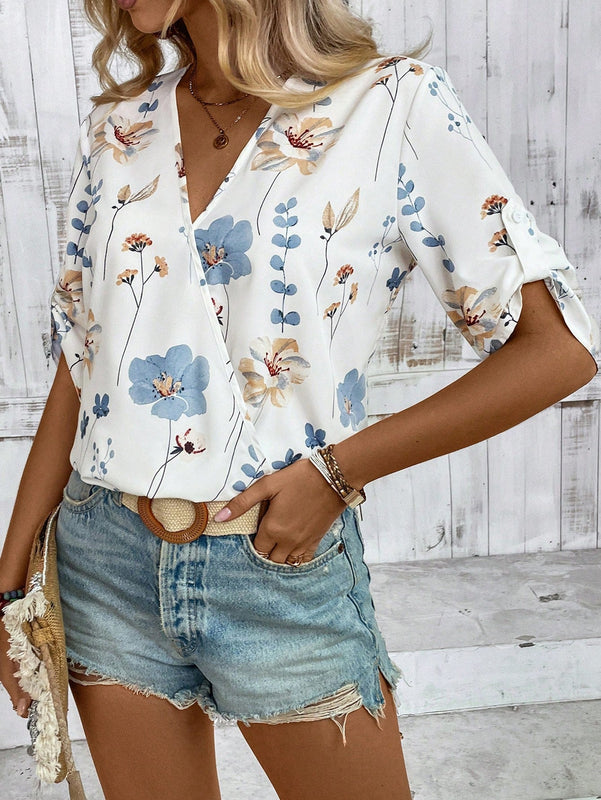 LUNE Blusa Envolvente Impresa Al Azar Para Mujer