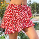 WYWH Pantalones Cortos De Cintura Anudada Con Estampado Floral Y Volantes Para Mujer