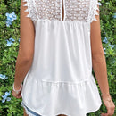 VCAY Blusa Con Encaje Y Dobladillo De Volantes
