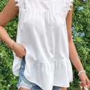 VCAY Blusa Con Encaje Y Dobladillo De Volantes