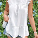 VCAY Blusa Con Encaje Y Dobladillo De Volantes