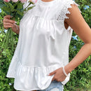 VCAY Blusa Con Encaje Y Dobladillo De Volantes