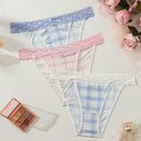 Panties Triangulares Con Encaje Y Parches De Tartan Para Mujer