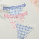 Panties Triangulares Con Encaje Y Parches De Tartan Para Mujer