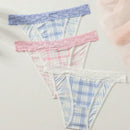 Panties Triangulares Con Encaje Y Parches De Tartan Para Mujer
