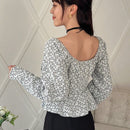 FRIFUL Camisa De Manga Larga Con Decoracion De Lazo Y Estampado Completo Para Mujer