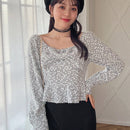 FRIFUL Camisa De Manga Larga Con Decoracion De Lazo Y Estampado Completo Para Mujer