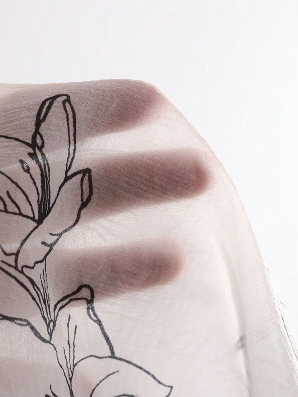 FRIFUL Camisa De Manga Larga Para Mujer Con Diseno De Flores Impresas Y Lazo Frontal