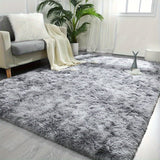 Alfombra de Área Chic en Gris Tie-Dye - Mezcla de Poliéster Suave, Lavable a Máquina para Sala de Estar, Guardería, Decoración de Dormitorio