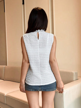Qutie Camisa De Mujer Con Cuello Alto, Textura De Color Solido